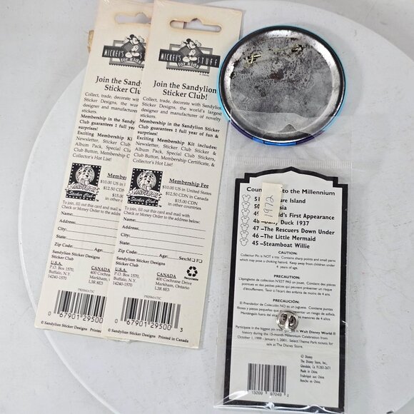 Disney Collectible Bundle Donald Duck Pin Disney World Button Birthday Stickers - Picture 8 of 10